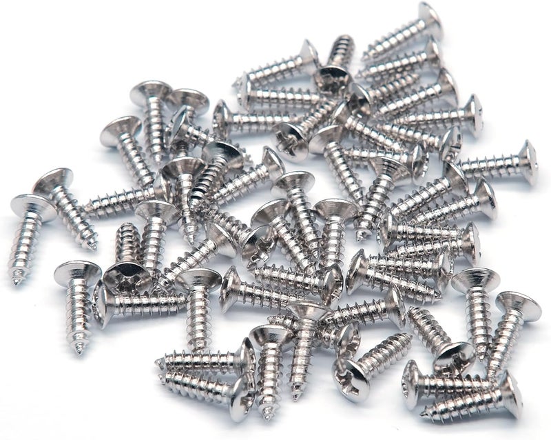 harpfeas 3MM Electric Guitar Bass Pickguard Screws Pick Guards Scratch Plate Mounting Screws for Fender Strat ST Tele TL Stratocaster Telecaster Gibson LP Les Paul SG Guitar Pack of 50 (Chrome) - Image 1